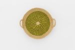 Woven Round Tray I Olive | Decorative Tray in Decorative Objects by NEEPA HUT. Item composed of fiber