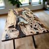 Custom Live Edge Epoxy Resin Dining Table | Tables by Ironscustomwood. Item made of wood with synthetic