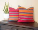 Eclectic Red & Orange Striped Pillow | TANGERINE | Cushion in Pillows by Limbo Imports Hammocks. Item made of cotton