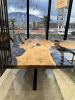 Clear Mappa Burl Table - Epoxy Resin Custom Made Table | Dining Table in Tables by Tinella Wood. Item made of wood with steel works with minimalism & contemporary style