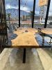 Clear Mappa Burl Table - Epoxy Resin Custom Made Table | Dining Table in Tables by Tinella Collection. Item made of wood with steel works with minimalism & contemporary style
