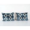 Blue Ikat Velvet Pillow, Set of Two Silk Lumbar Cushion Cove | Pillows by Vintage Pillows Store
