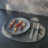 Exclusive slate rock placemat and coaster set. 1 pc. | Tableware by DecoMundo Home. Item composed of fabric & stone compatible with minimalism and industrial style