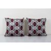 Square Silk Ikat Velvet Cushion Cover - Set of Two Red Polka | Pillows by Vintage Pillows Store