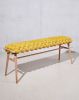 Desert Yellow Vegan Suede Woven Bench | Benches & Ottomans by Knots Studio. Item composed of wood and fabric
