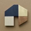 House - Indigo/Gold w.14 | Sculptures by Susan Laughton Artist. Item made of wood