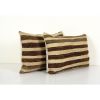 Wool Turkish Kilim Rug Pillow Cover, Set of Two Striped | Sham in Linens & Bedding by Vintage Pillows Store. Item made of cotton with fiber