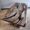 Epoxy Coffee Table with Clear Resin River | Tables by Ironscustomwood. Item made of walnut with metal
