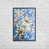 Framed Print – Iris Lake – Blue and Gold Floral Wall Art | Work by Eman's Gallery