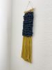 Navy and Mustard Textured Woven Wall Hanging | Wall Sculpture in Wall Hangings by Mpwovenn Fiber Art by Mindy Pantuso