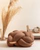 (L) Chocolate Brown Vegan Suede Knot Floor Cushion | Pillows by Knots Studio. Item composed of wood and fabric