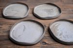 Set of 4 cake plates - (set nr6) STC organic natural shape | Dinnerware by Laima Ceramics. Item composed of stoneware in minimalism style