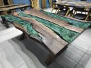 Epoxy Coffee Table with Green Resin River, Custom Live Edge | Dining Table in Tables by LuxuryEpoxyFurniture. Item composed of wood & synthetic