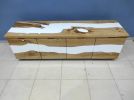 Chestnut Tree White Epoxy Resin Television unit | Media Console in Storage by LuxuryEpoxyFurniture. Item made of wood & synthetic