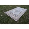 Distressed Turkish Sparta Rug With Floral Design 5'6" X 8'12 | Area Rug in Rugs by Vintage Pillows Store. Item composed of cotton and fiber