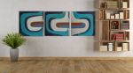 Set of 3  midcentury modern painting | Oil And Acrylic Painting in Paintings by Berezart. Item made of canvas compatible with boho and minimalism style