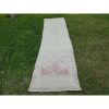 Mid 20th Century Faded Vintage Herki Runner - Designer | Runner Rug in Rugs by Vintage Pillows Store. Item composed of cotton and fiber