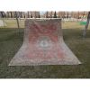 Area Rug, Distressed Antique Oushak Rug, Large Vintage Rug | Rugs by Vintage Pillows Store. Item composed of cotton and fiber
