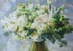 ORIGINAL Custom Bridal Bouquet Painting oil canvas panel art | Oil And Acrylic Painting in Paintings by Natart. Item made of canvas with synthetic