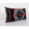 Vintage Colorful Velvet Suzani Lumbar Pillow Cover, 1960s Ha | Cushion in Pillows by Vintage Pillows Store