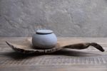 STC pebble stone lidded jar container, minimalist monochrome | Vessels & Containers by Laima Ceramics. Item composed of stoneware in minimalism style
