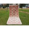 Handwoven Pastel Wool Turkish Oushak Runner | Runner Rug in Rugs by Vintage Pillows Store. Item composed of cotton and fiber