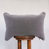Soft Grey Mohair with Grey Brown Leather Welt Pillow 16x24 | Pillows by Vantage Design