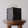 Dark Brown and Rust "Crackled" Leather Single Tissue Box Cover | Toiletry in Storage by Vantage Design