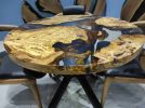 Living Edge Round Dining Table, Kitchen table,Clear Epoxy | Tables by LuxuryEpoxyFurniture. Item composed of wood and synthetic