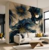 Linen and Blue Petals —  Bold Florals Luxury Wallpaper | Wall Treatments by ELLE WALLS