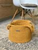 Round floor basket with long handles | Storage Basket in Storage by Anzy Home. Item made of cotton