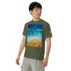 Unisex T-Shirt - Good Tidings - Fluid Blue Gold Ocean Art | Work by Eman's Gallery