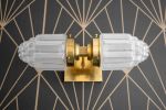 Deco Wall Sconce - Brass Sconce - Model No. 7180 | Sconces by Peared Creation. Item made of brass with glass