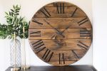 Large Wall Clock, Farmhouse style, Solid Pine stained dark | Decorative Objects by Hazel Oak Farms. Item composed of walnut