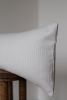 White Wool w/ Grey Hatched Lines Decorative Lumbar Pillow | Pillows by Vantage Design