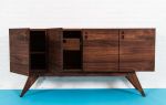 "The Haven", A Mid Century Modern Solid Walnut Credenza | Storage by MODERNCRE8VE. Item composed of walnut