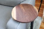 Medium Round Industrial side table, walnut 12" | Tables by Hazel Oak Farms | Amana Colonies in Amana. Item made of wood & steel