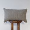 Cream & Charcoal Brown Herringbone Wool Lumbar Pillow 12x20 | Pillows by Vantage Design