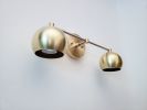 2-Light Vanity Mirror Sconce - Brushed Brass Orbs & Satin | Sconces by Retro Steam Works. Item made of brass & glass compatible with industrial style