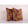 Silk Ikat Velvet Bronze Pillow Cover, Matching Pink Ikat Pil | Cushion in Pillows by Vintage Pillows Store