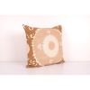 Turkish Brown and Pink Suzani Cushion Cover, Square Suzani P | Pillows by Vintage Pillows Store
