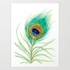 Peacock Feather | Prints by Brazen Edwards Artist. Item made of canvas with paper