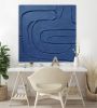 Navy Blue Geometric Wall Art | Mixed Media in Paintings by Berezart. Item made of canvas with paper works with boho & minimalism style