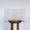 Navy Striations on Beige Linen Lumbar Pillow 14x20 | Pillows by Vantage Design