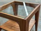 Mid-Century Modern Glass Top End Table: Solid Hardwood, USA Made | Side Table in Tables by Marco Bogazzi
