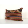 Ethnic Turkish Striped Wool Lumbar Kilim Pillow, Anatolian | Cushion in Pillows by Vintage Pillows Store. Item composed of cotton