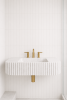Floating Carrara Marble Sink | Custom Wall Mounted Wash Basin | Water Fixtures by Vero Marble