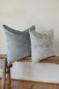 Silver Blue Velvet with Geometric Diamond Pillow 20x20 | Pillows by Vantage Design