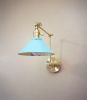 Swing Arm Adjustable Wall Light - Brass & Turquoise | Sconces by Retro Steam Works. Item made of metal compatible with industrial style