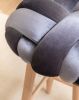 Grey Velvet Knot Bar Stool | Chairs by Knots Studio. Item composed of wood & fabric